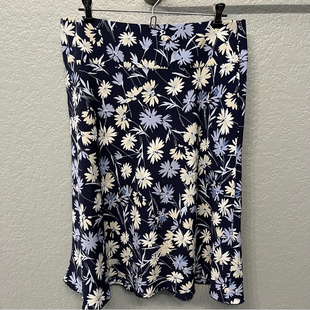 Floral A-Line Skirt Navy White Christopher & Banks NWT Size 12